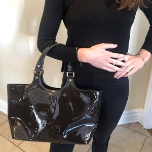 Tory Burch Brown Patent Leather Bombe Toe